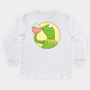 Kermit Meme Vintage Kids Long Sleeve T-Shirt